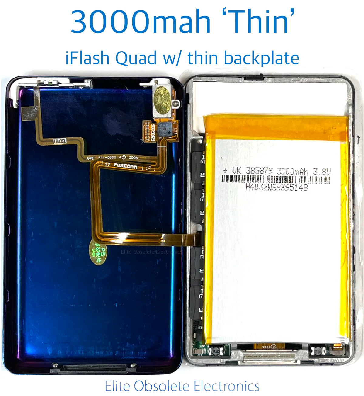 3000mah Thin Model Extended Capacity Lithium-Ion Polymer Battery for Apple iPod Video 5th 5.5 & iPod Classic 6th 7th A1136 A1238 - Image 3