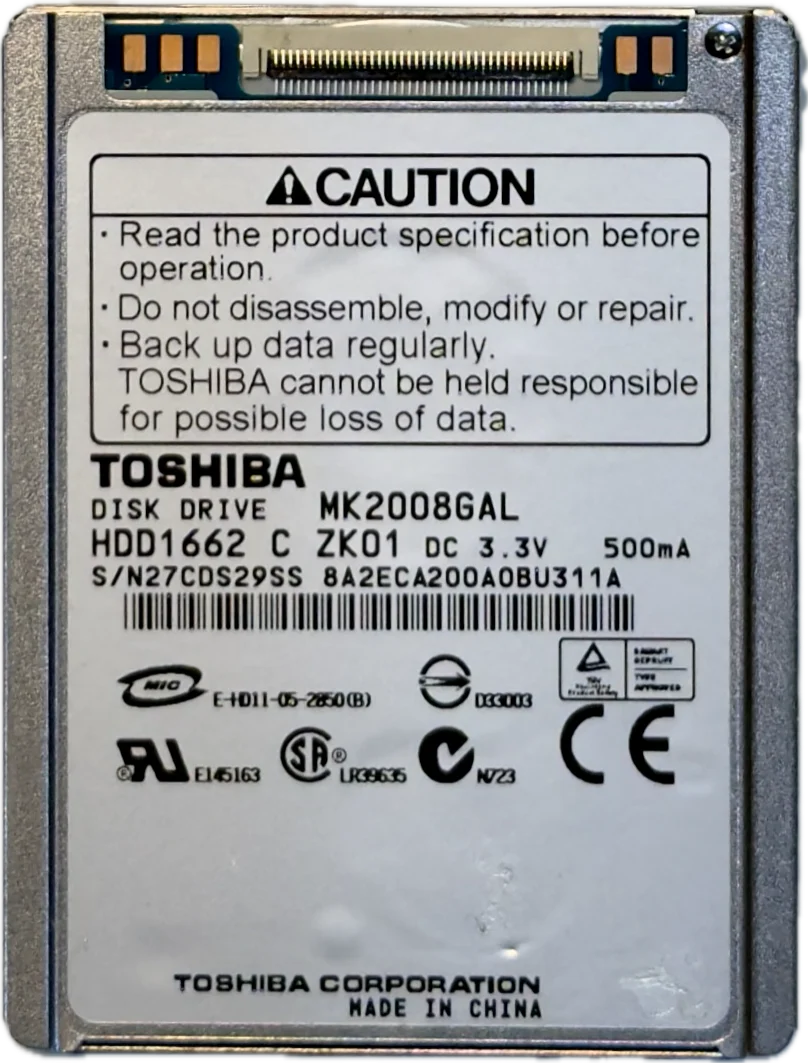 20GB MK2008GAL Toshiba 1.8" Thin ZIF 40-Pin HDD iPod Classic Video 5th 5.5 6th 7th