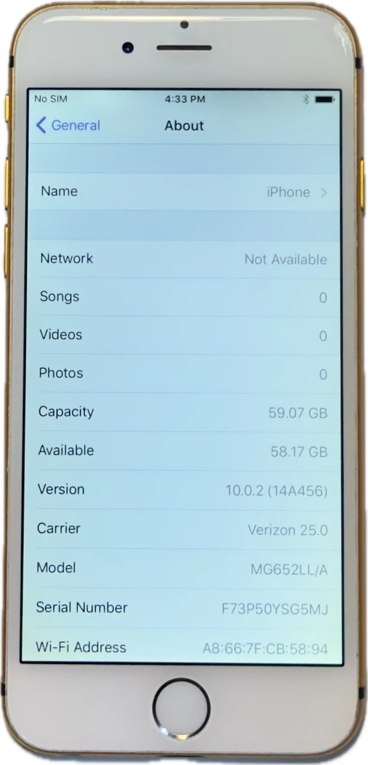 Rare Apple iPhone 6 64GB Custom Gold & White iOS 10.0.2 MG652LL/A A1549 Refurbished New Battery - Image 4