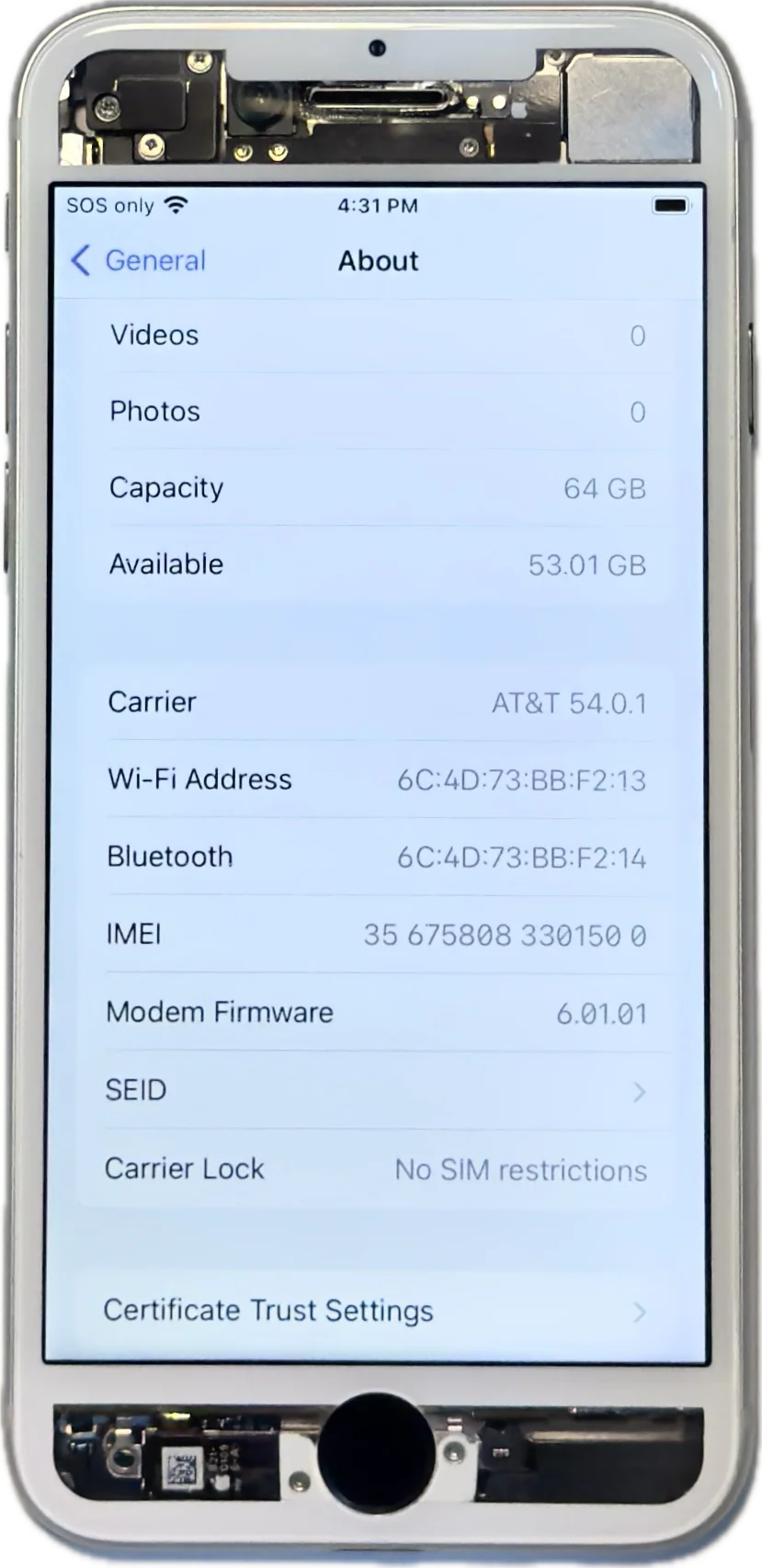 Apple iPhone 8 Custom Refurbished White Transparent Clear Factory Unlocked A1905 MQ6G2B/A - Image 4