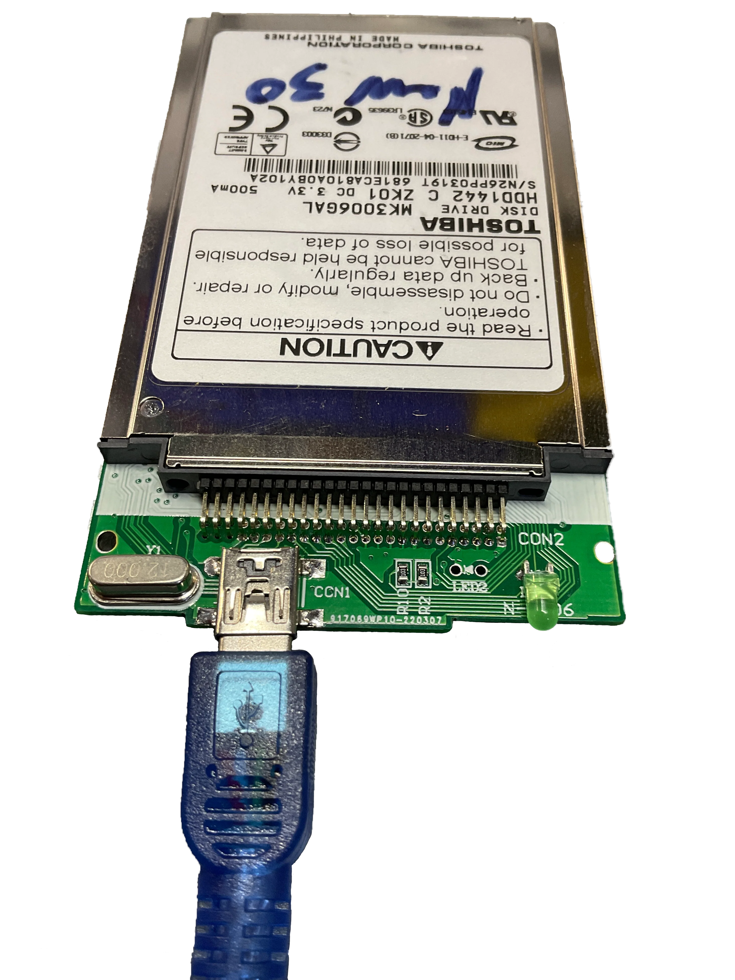IDE 1.8” Hard Drive HDD to USB 2.0 Type-A & Mini USB Adapter Board - Image 2