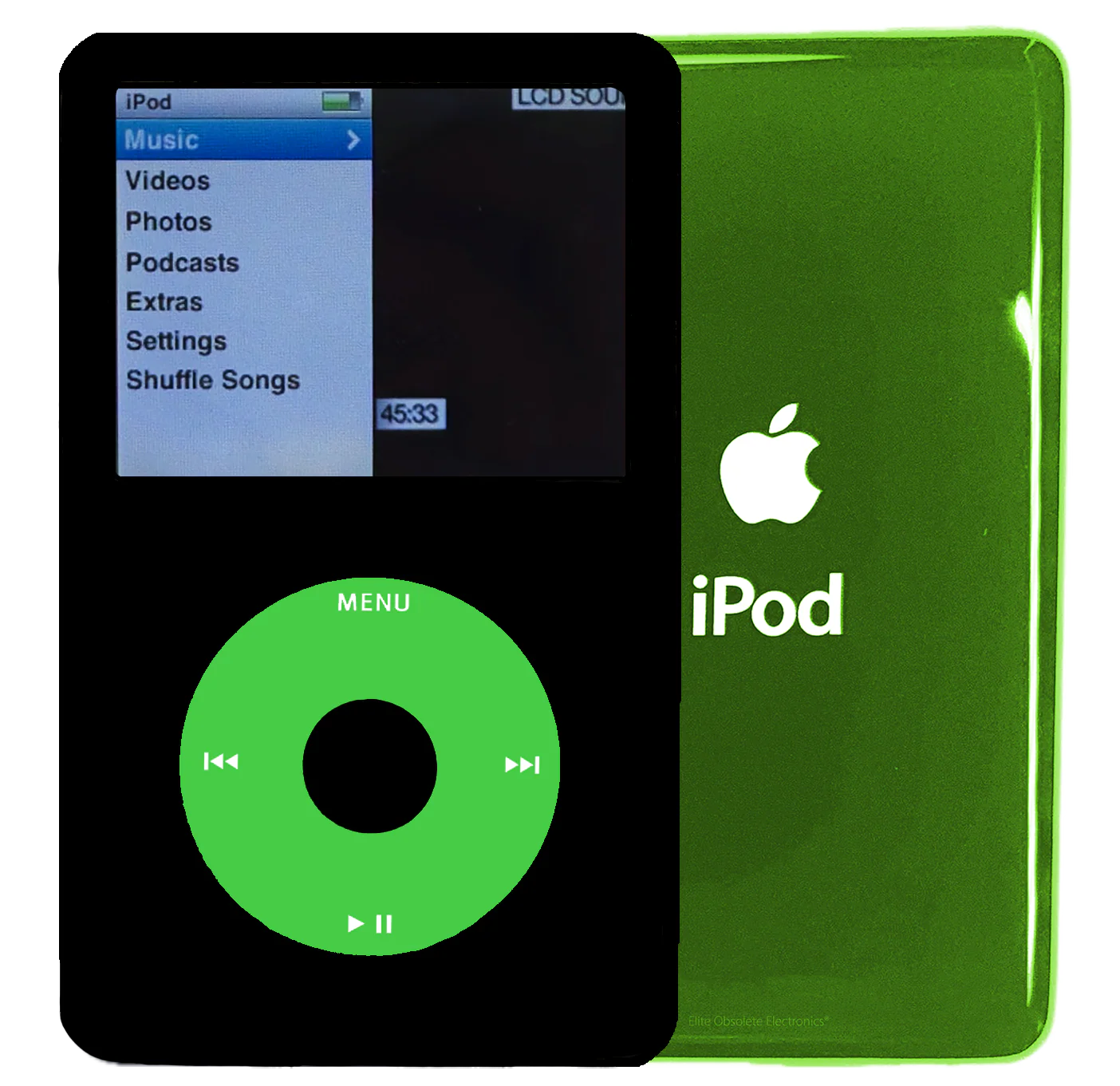 New Apple iPod Classic 6th & 7th Generation Black / Light Green / Black (Toxic Green)