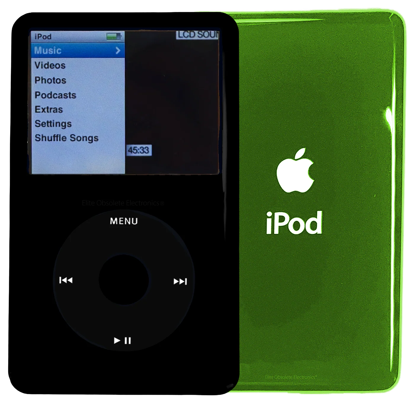 New Apple iPod Classic 6th & 7th Generation Black Plastic / Black / Black Plastic (Toxic Green)