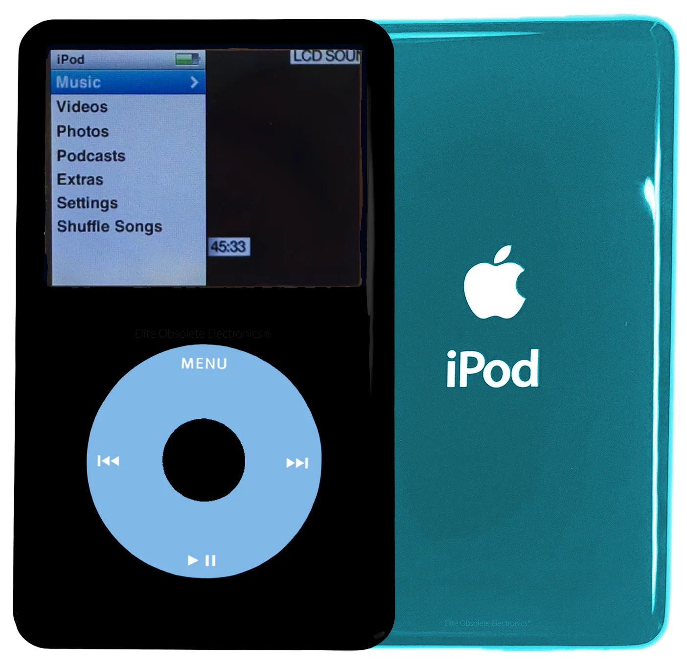 New Apple iPod Classic 6th & 7th Generation Black Plastic / Light Blue / Black Plastic (Ocean Blue)