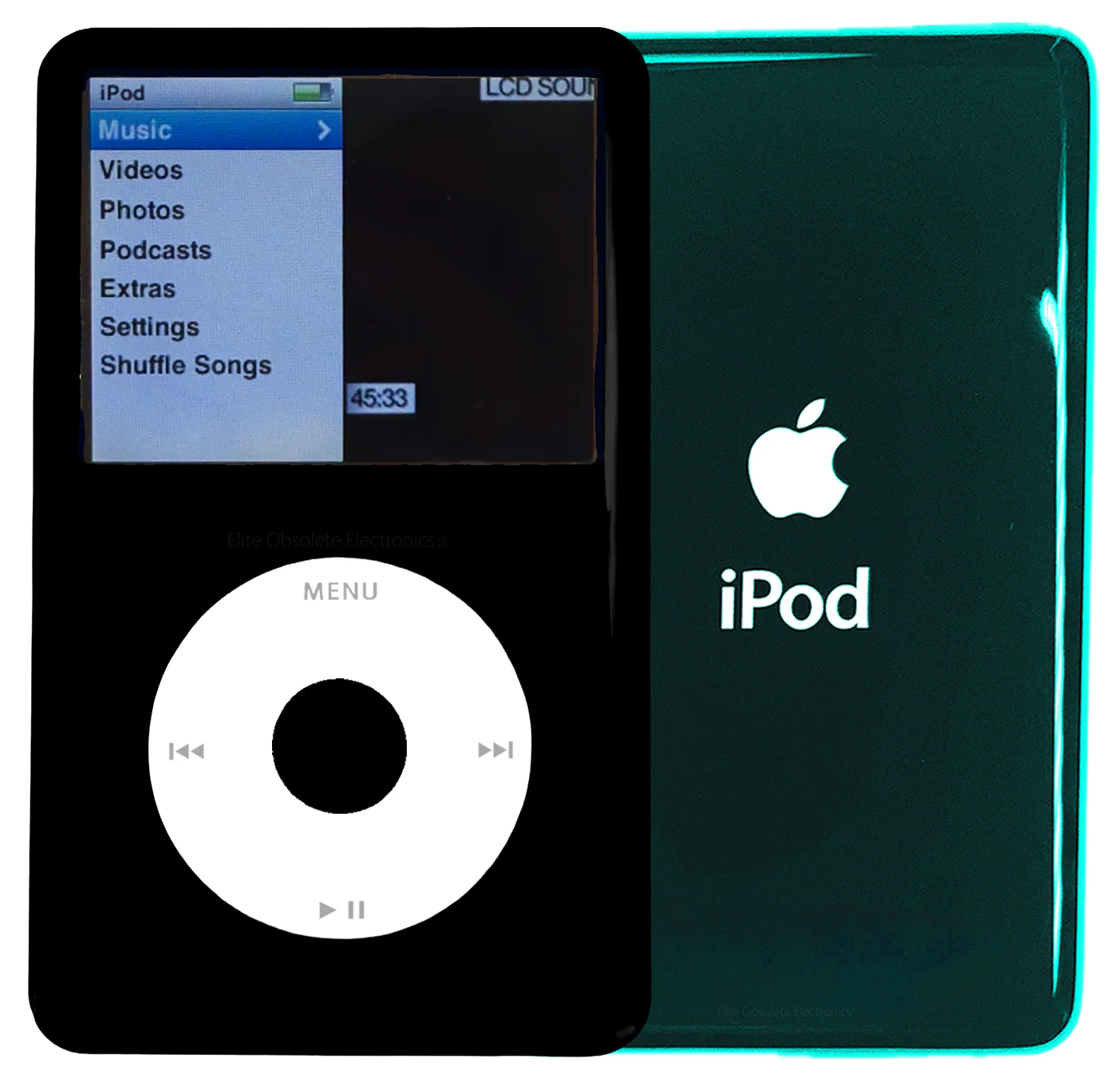 New Apple iPod Classic 6th & 7th Generation Black Plastic / White / Black Plastic (Pine Green)