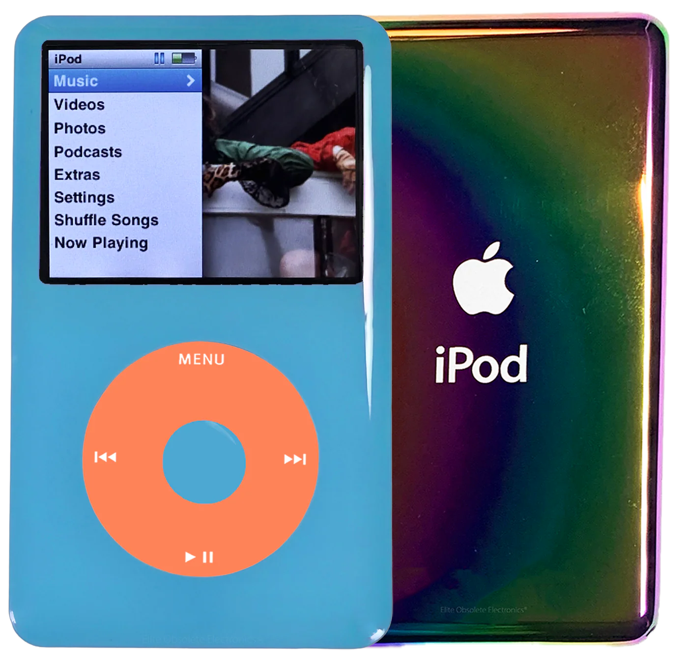 New Apple iPod Classic 6th & 7th Generation Blue Light Plastic / Orange / Blue Light Plastic (Rainbow)