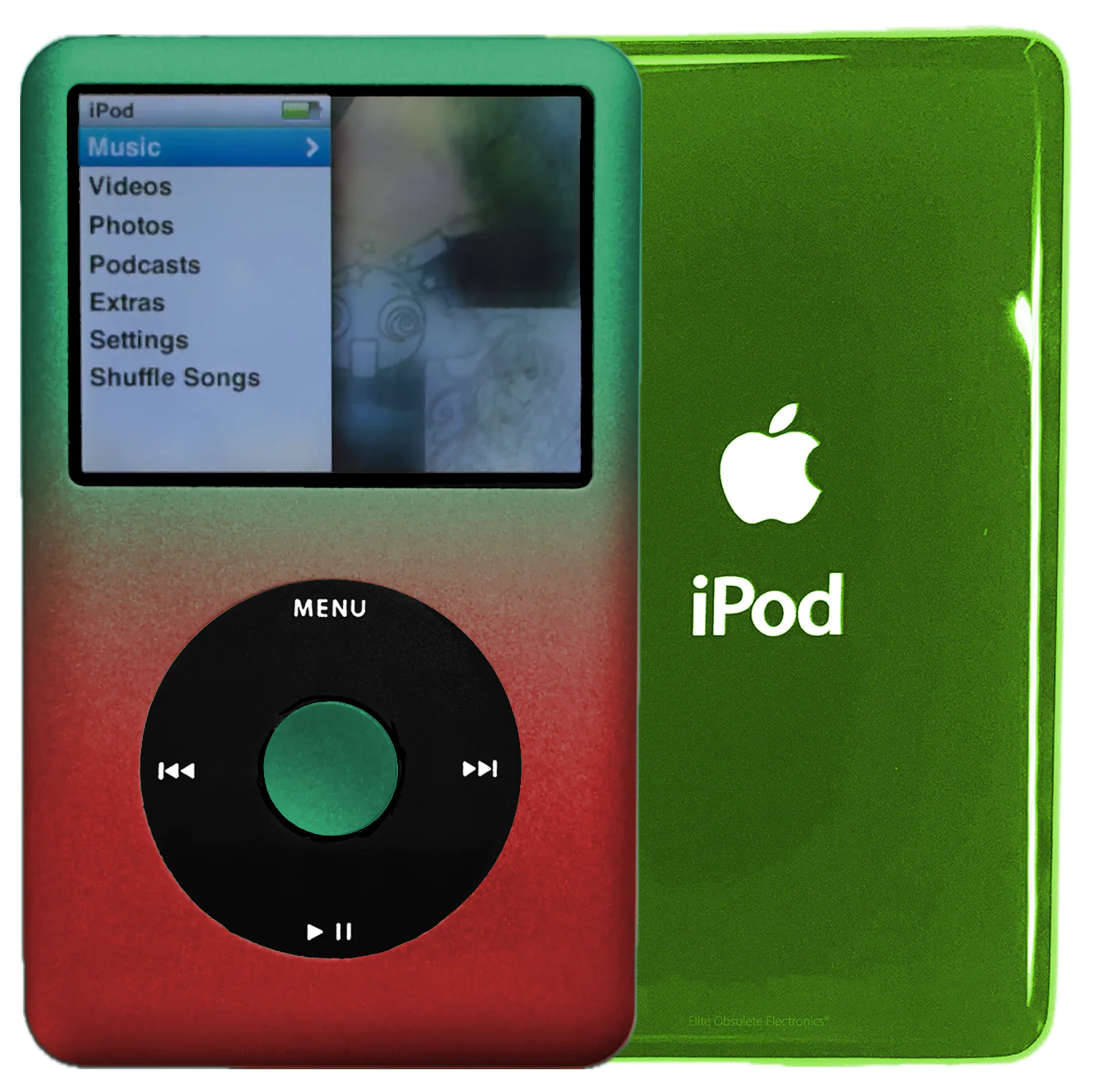 New Apple iPod Classic 6th & 7th Generation Gradient Green/Red / Black / Lime Green (Toxic Green)