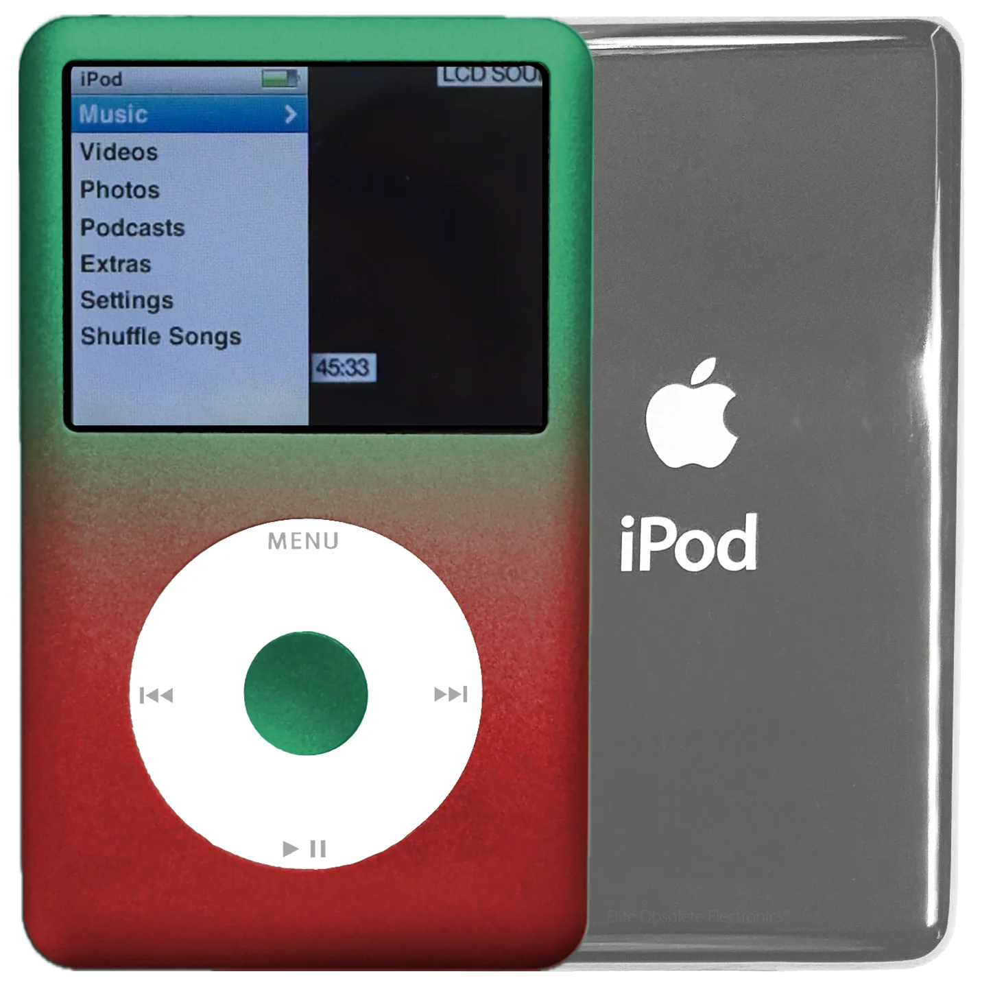 New Apple iPod Classic 6th & 7th Generation Gradient Green & Red / White / Green (Silver)