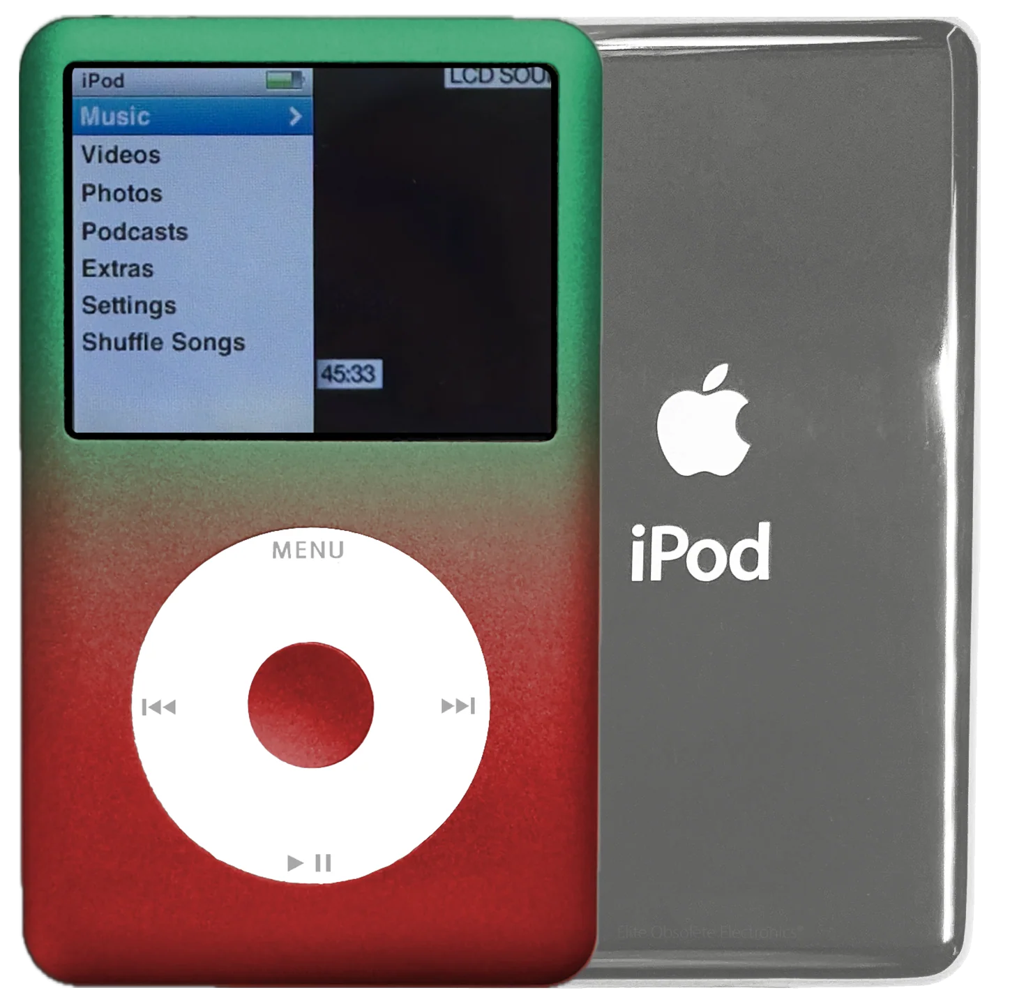 New Apple iPod Classic 6th & 7th Generation Gradient Green & Red / White / Red (Silver)