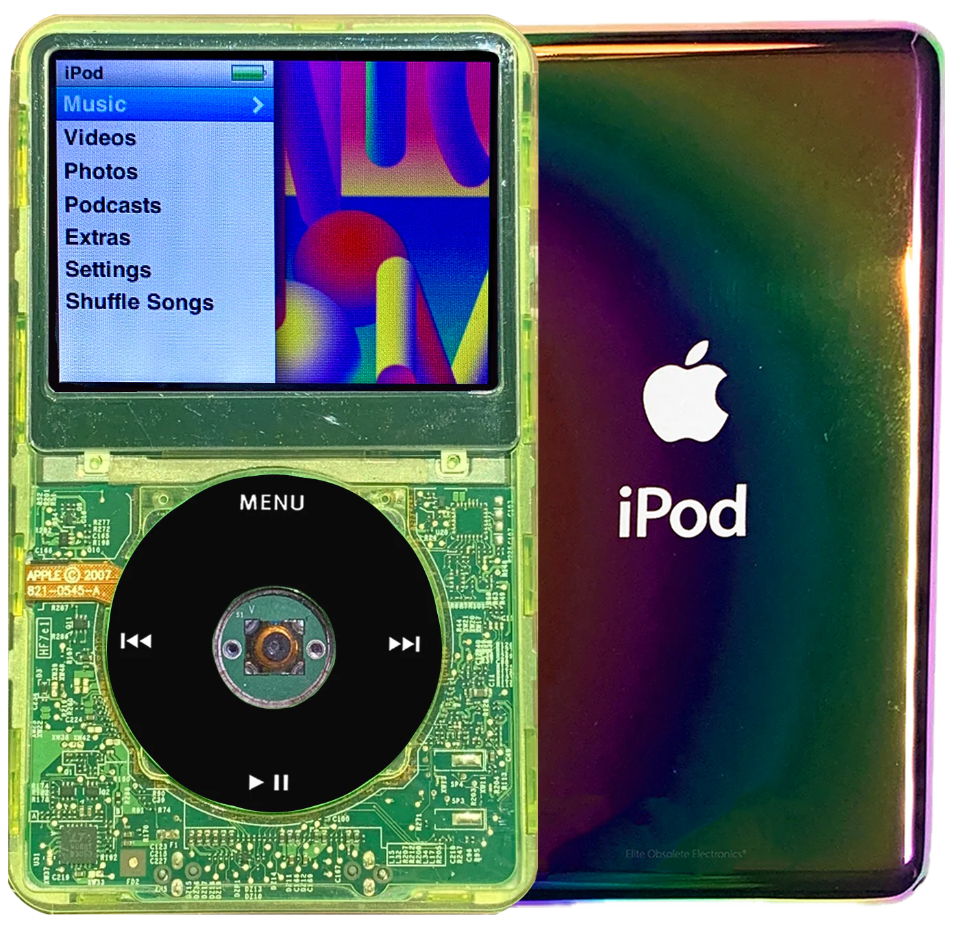 New Apple iPod Classic 6th & 7th Generation Green Crystal Plastic / Black / Green Crystal (Rainbow)