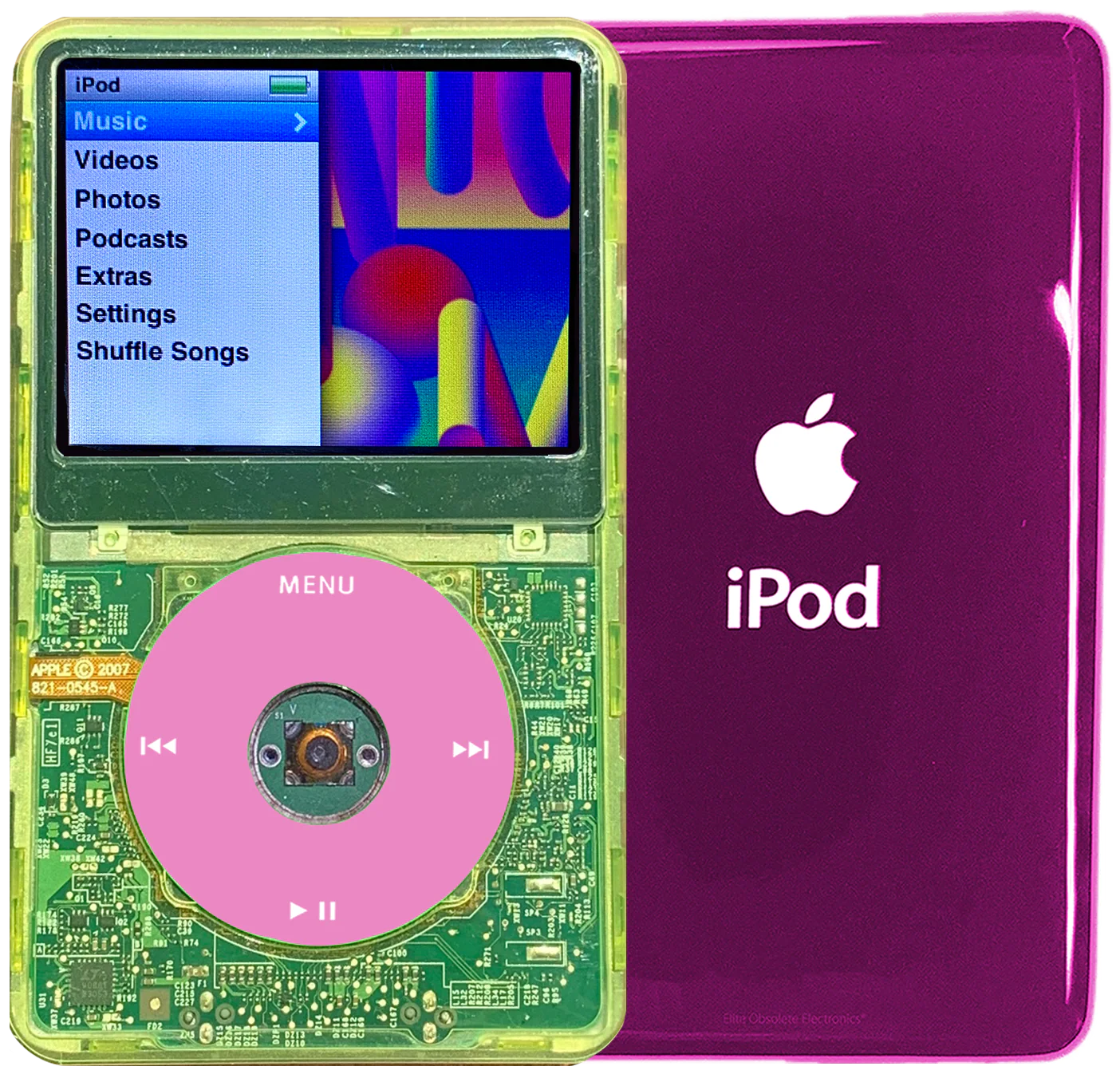 New Apple iPod Classic 6th & 7th Generation Green Crystal Plastic / Light Pink / Green Crystal (Hyper Pink)