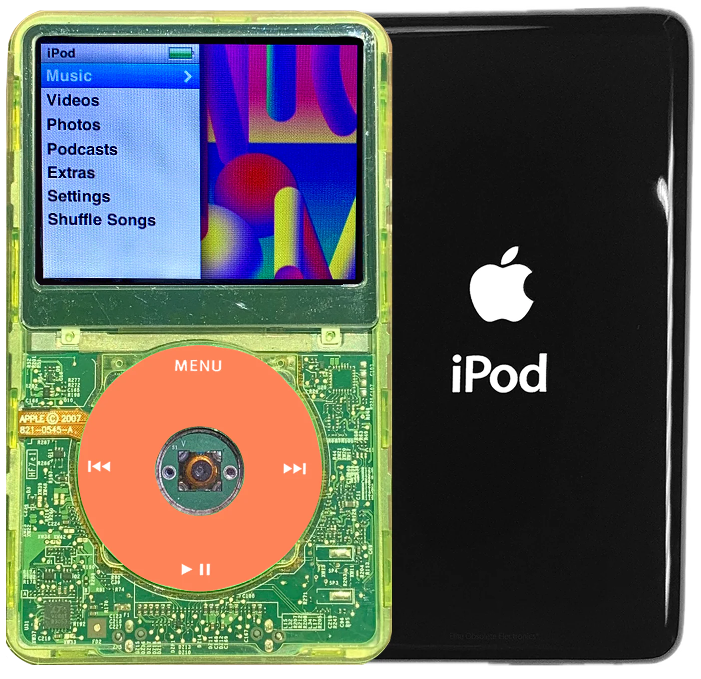 New Apple iPod Classic 6th & 7th Generation Green Crystal Plastic / Orange / Green Crystal (Black)