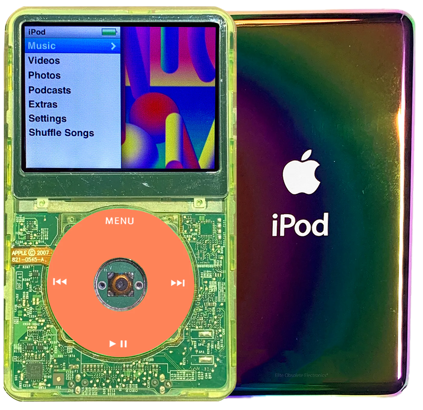 New Apple iPod Classic 6th & 7th Generation Green Crystal Plastic / Orange / Green Crystal (Rainbow)