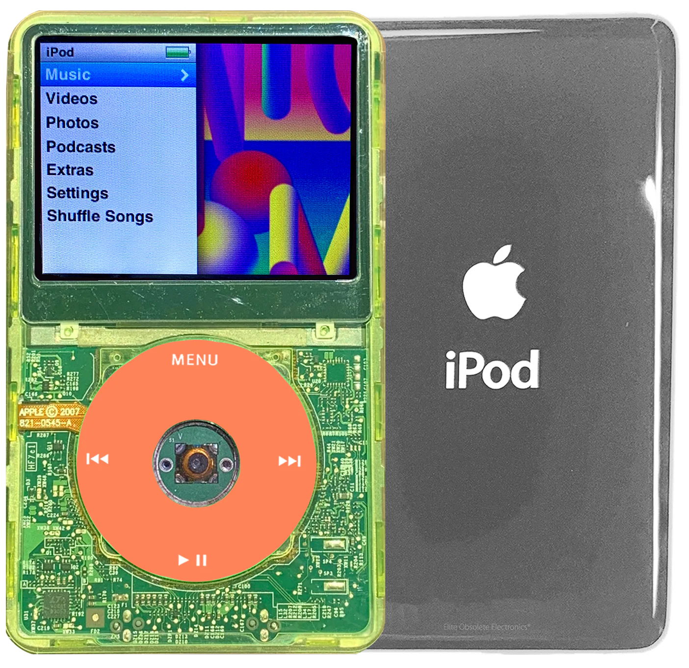New Apple iPod Classic 6th & 7th Generation Green Crystal Plastic / Orange / Green Crystal (Silver)