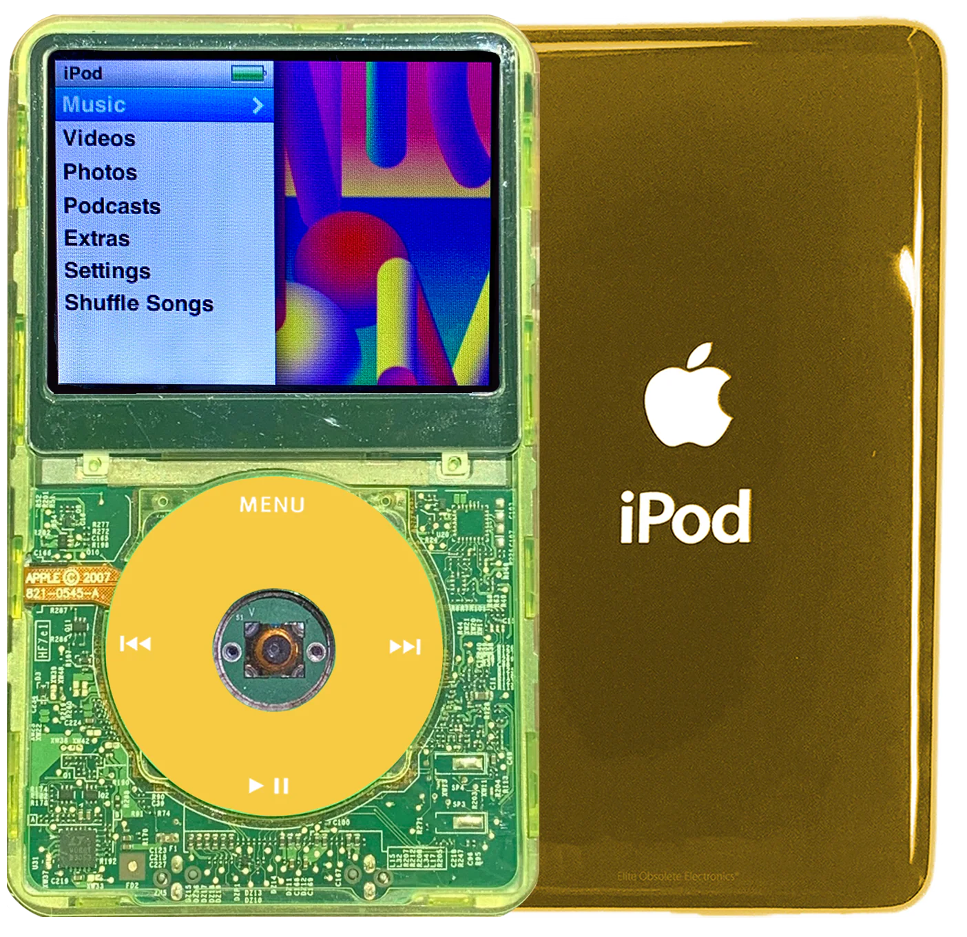 New Apple iPod Classic 6th & 7th Generation Green Crystal Plastic / Yellow / Green Crystal (Gold)