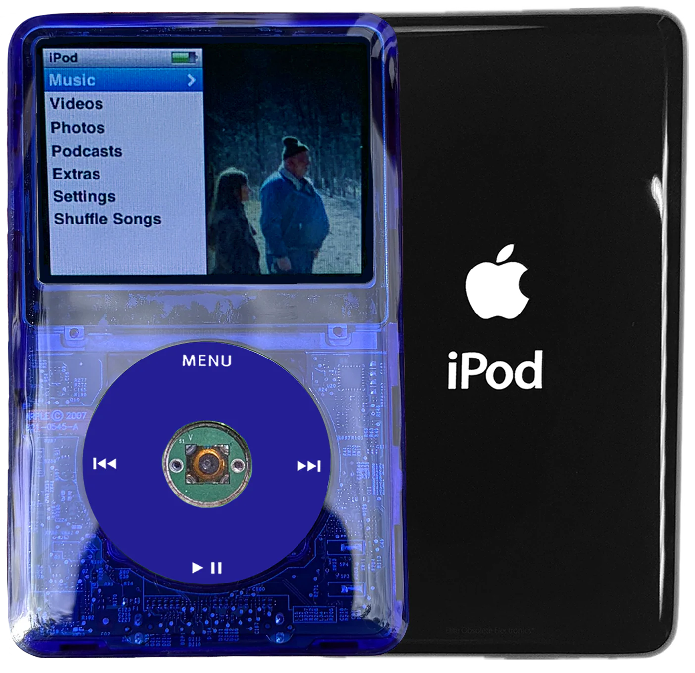 New Apple iPod Classic 6th & 7th Generation Indigo Crystal Plastic / Blue / Green Crystal (Black)