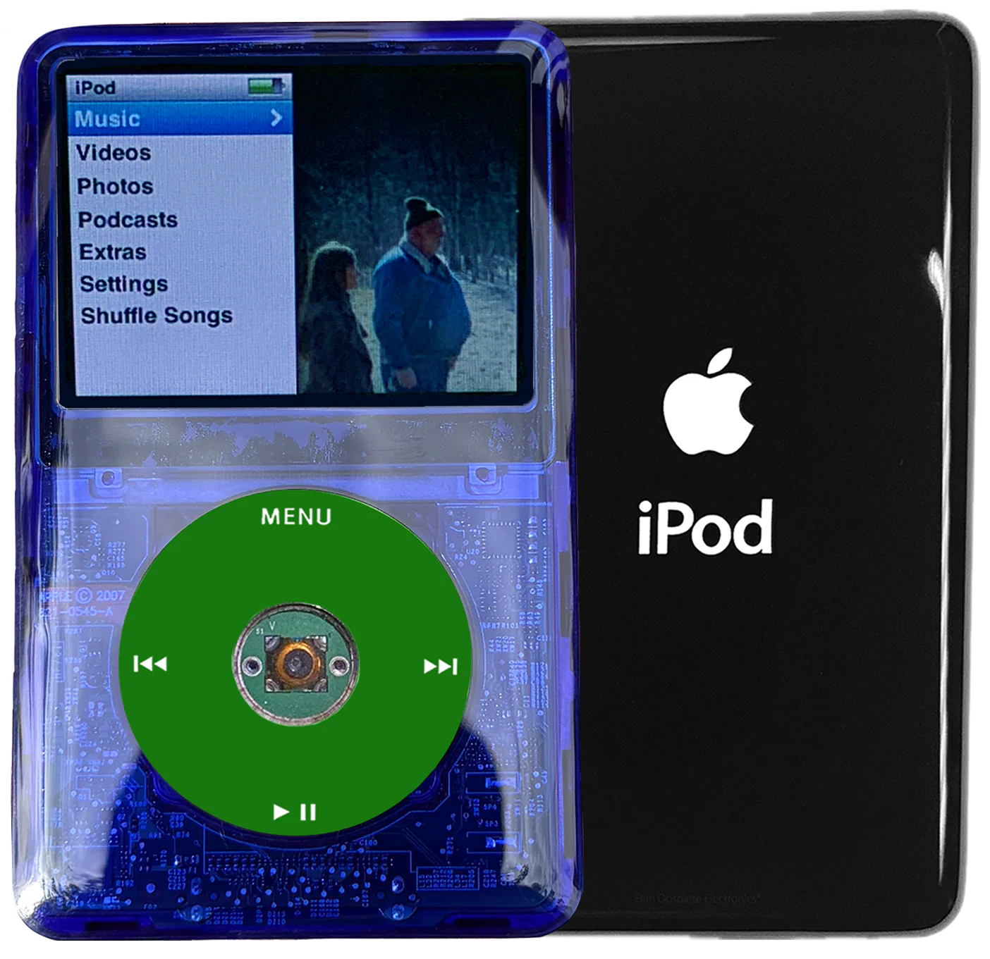 New Apple iPod Classic 6th & 7th Generation Indigo Crystal Plastic / Green / Green Crystal (Black)