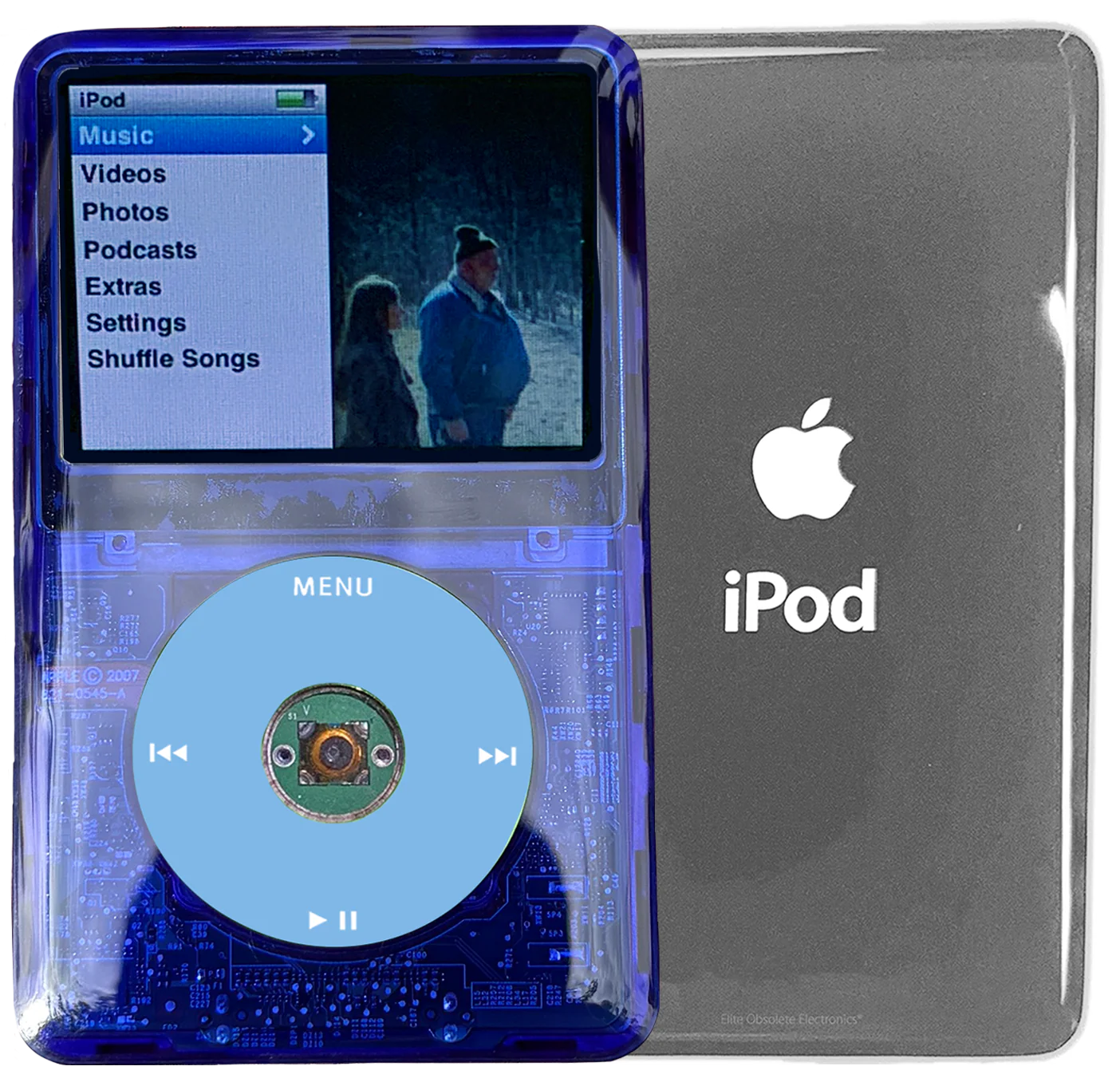 New Apple iPod Classic 6th & 7th Generation Indigo Crystal Plastic / Light Blue / Green Crystal (Silver)
