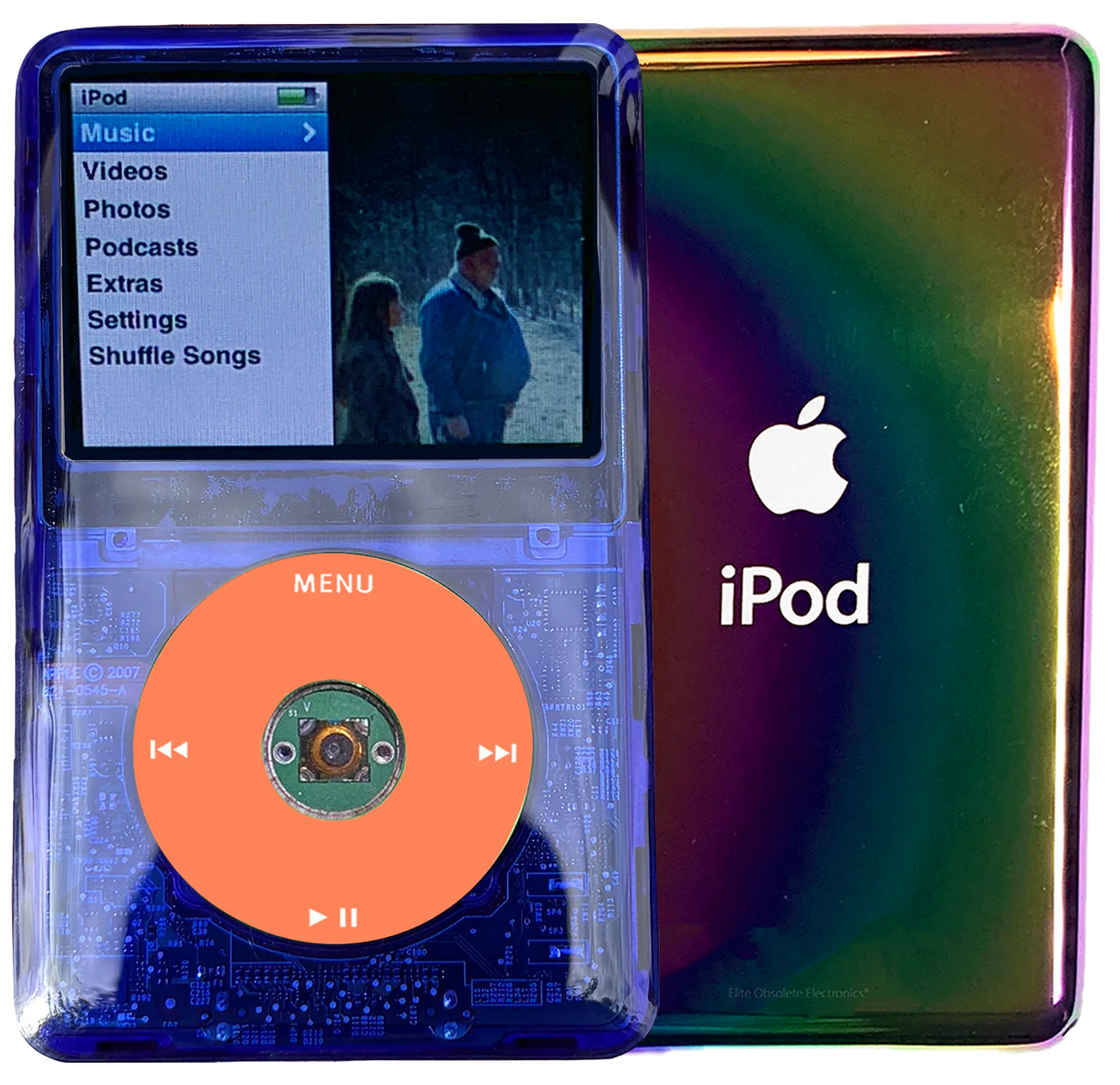 New Apple iPod Classic 6th & 7th Generation Indigo Crystal Plastic / Orange / Green Crystal (Rainbow)