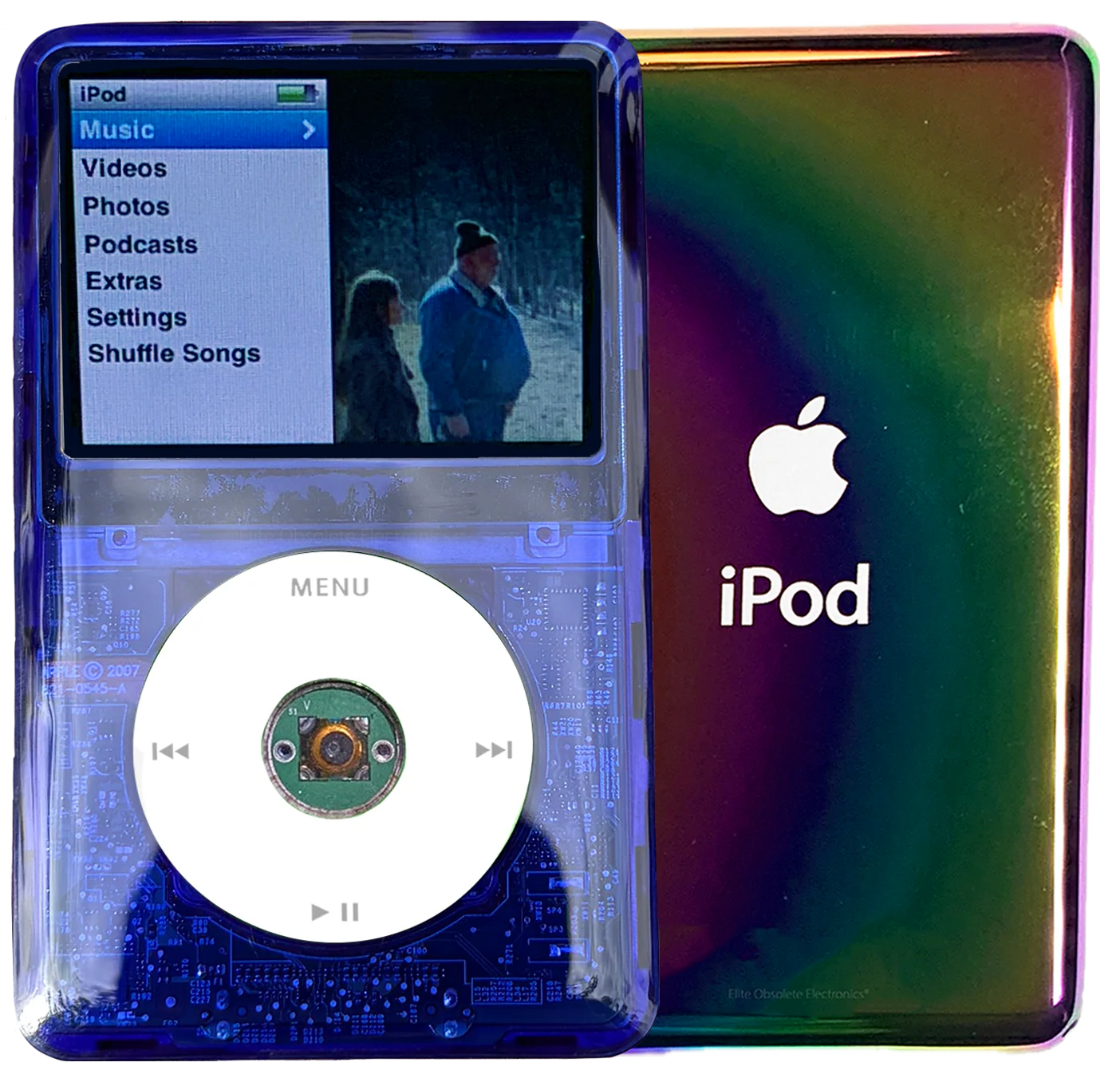 New Apple iPod Classic 6th & 7th Generation Indigo Crystal Plastic / White / Green Crystal (Rainbow)
