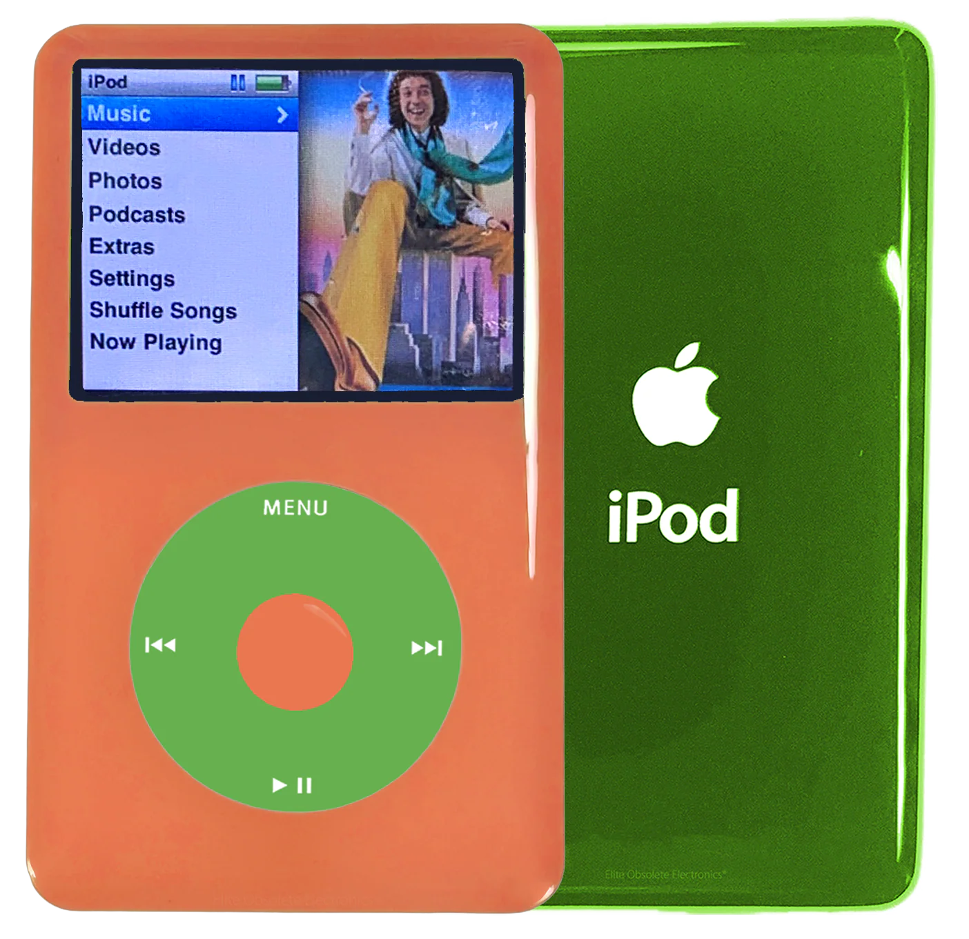 New Apple iPod Classic 6th & 7th Generation Orange Plastic / Light Green / Orange Plastic (Toxic Green)