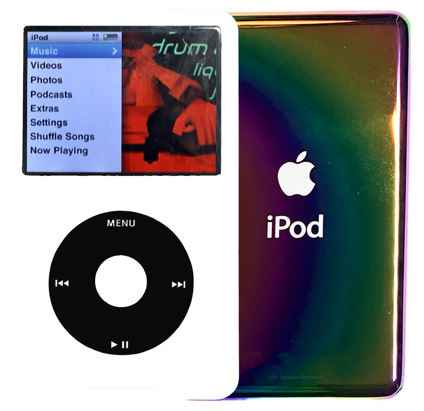 New Apple iPod Classic 6th & 7th Generation White Plastic / Black / White Plastic (Rainbow)