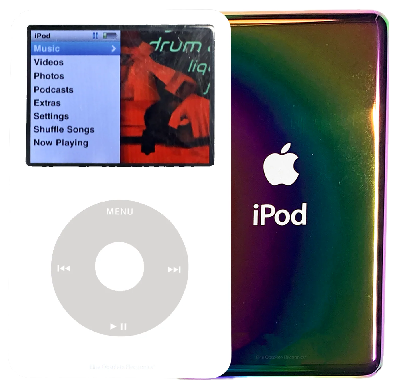 New Apple iPod Classic 6th & 7th Generation White Plastic / Grey / White Plastic (Rainbow)