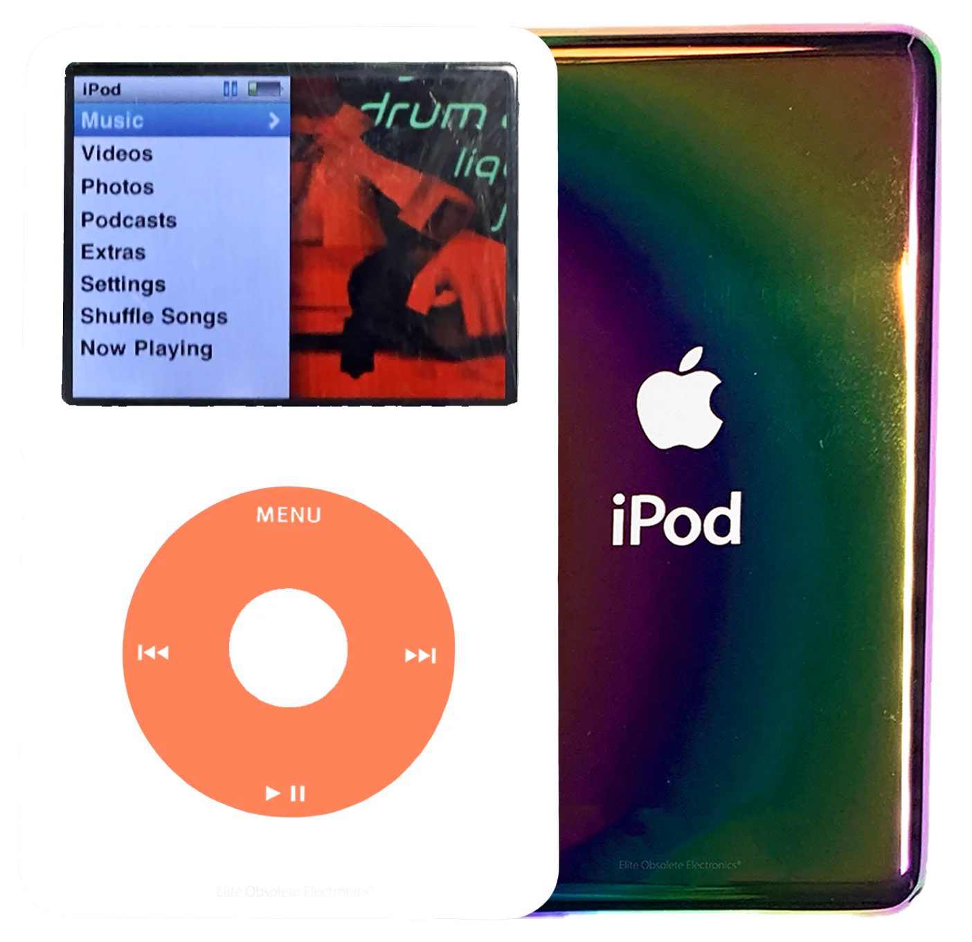 New Apple iPod Classic 6th & 7th Generation White Plastic / Orange / White Plastic (Rainbow)