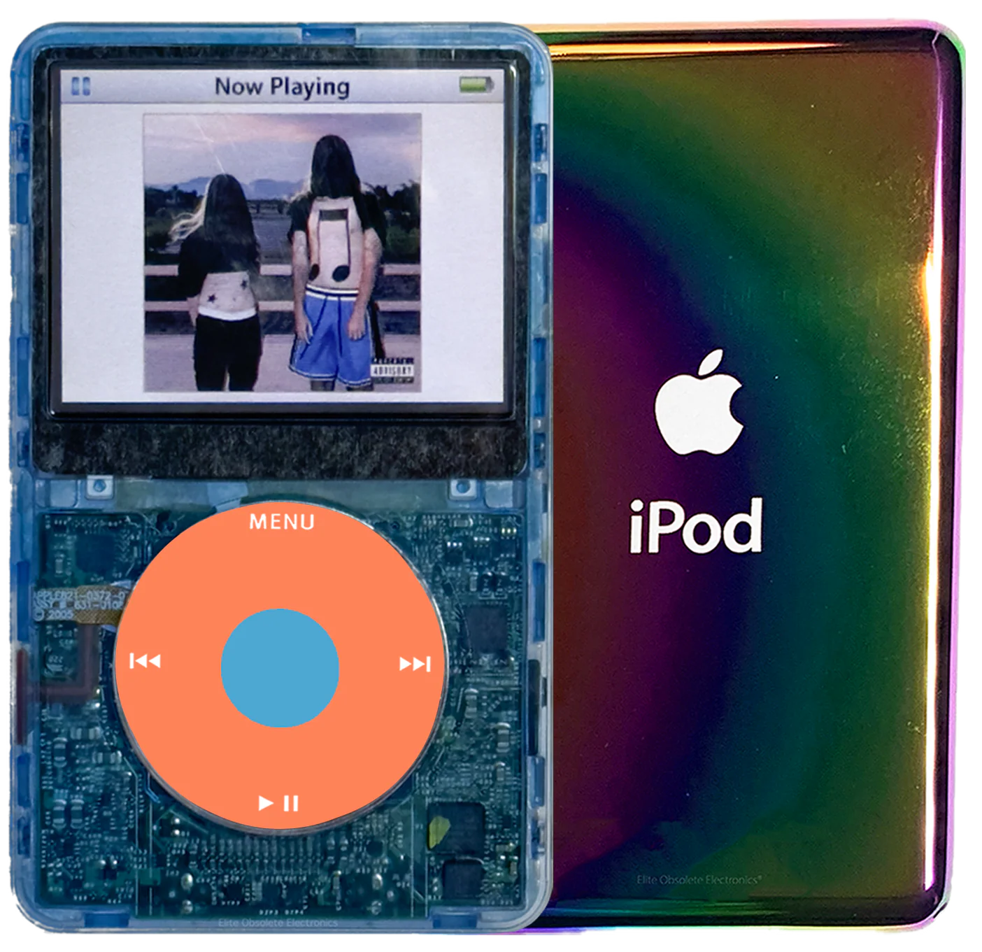 New Apple iPod Video Classic 5th & 5.5 Enhanced Atomic Ice / Orange / Light Blue (Rainbow)