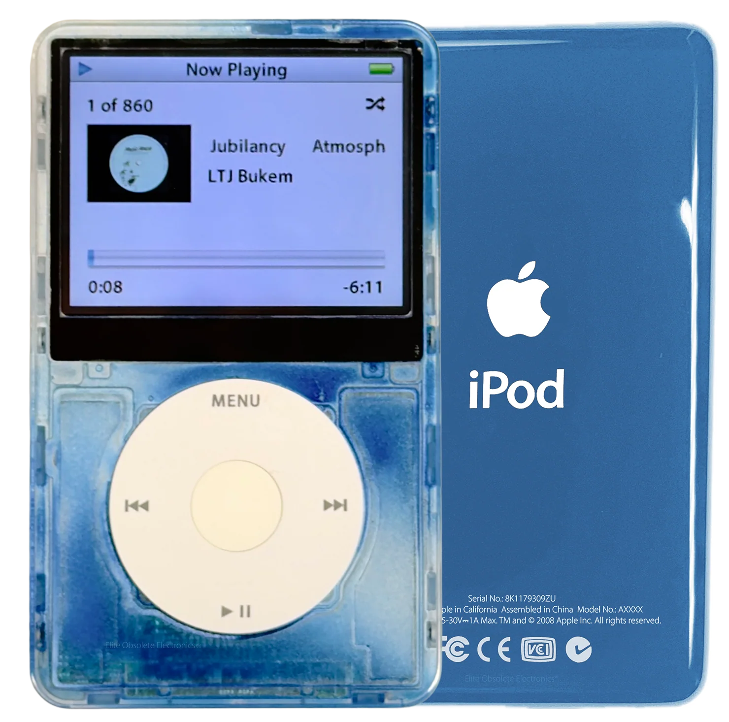 New Apple iPod Video Classic 5th 5.5 Enhanced Atomic Sky Blue Clouds / White / White (Daylight Blue)
