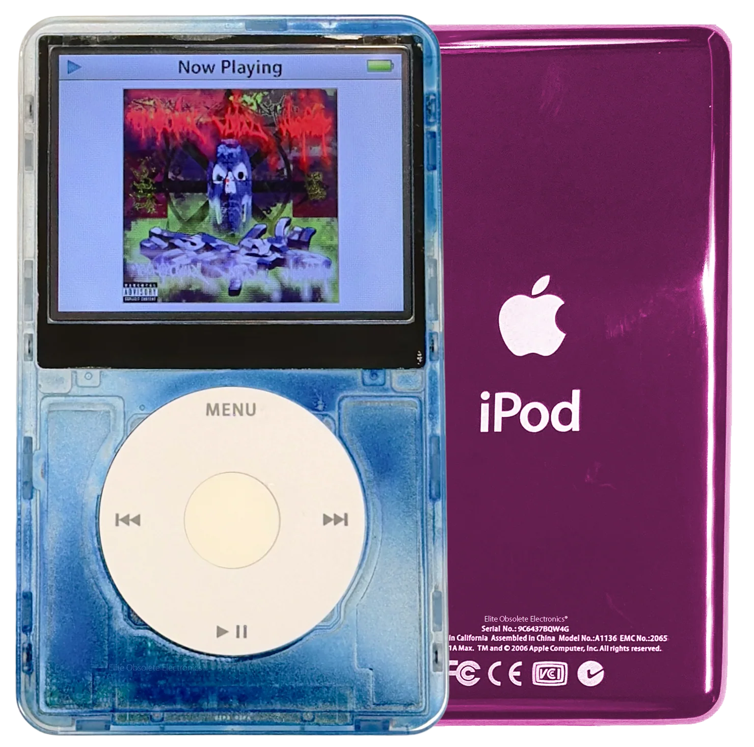 New Apple iPod Video Classic 5th 5.5 Enhanced Atomic Sky Blue Clouds / White / White (Hyper Pink)