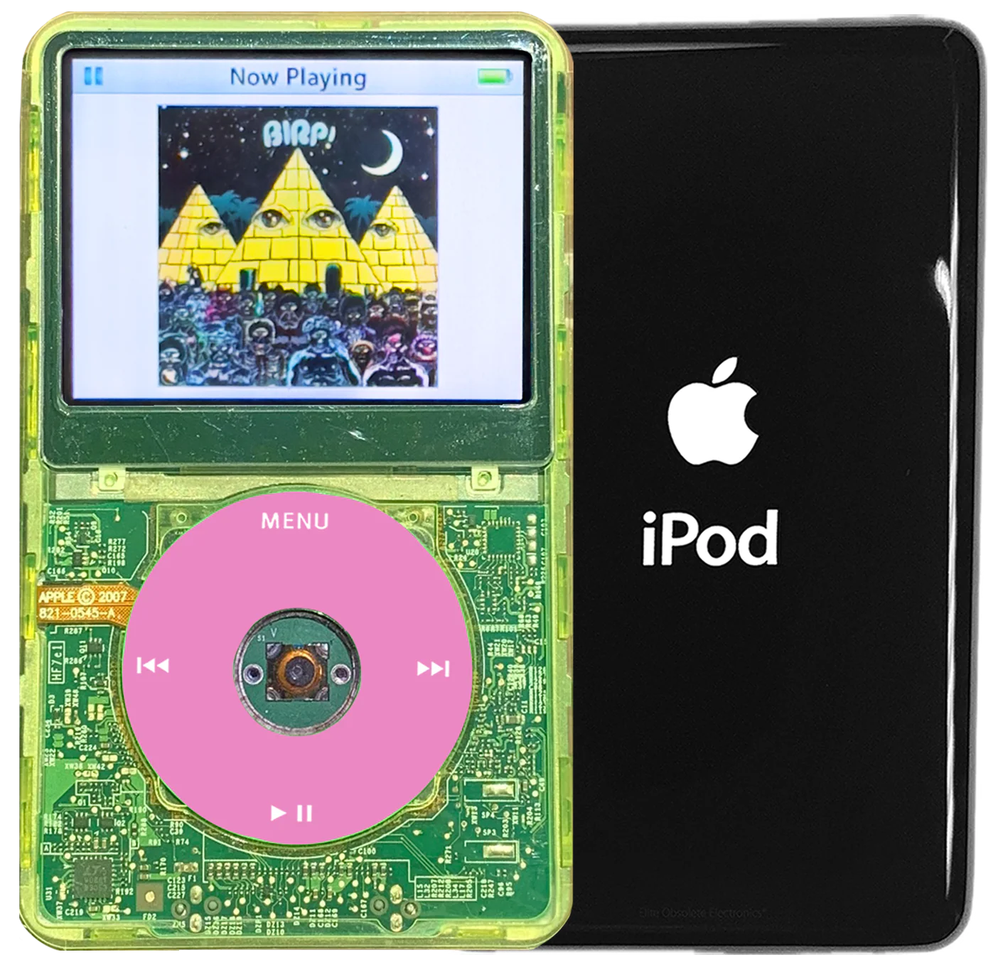 New Apple iPod Video Classic 5th & 5.5 Enhanced Green Crystal Plastic / Transparent / Light Pink (Black)