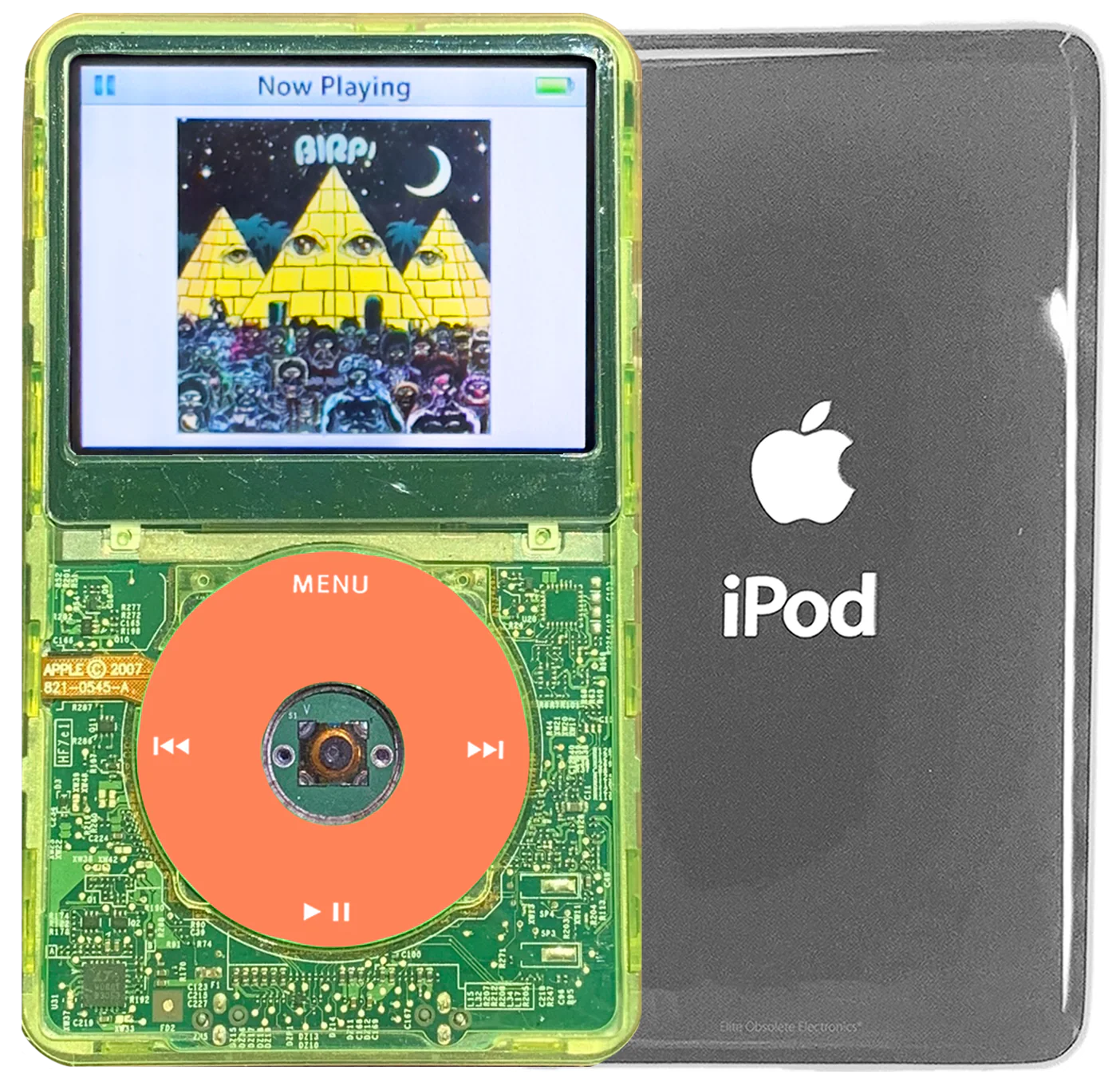 New Apple iPod Video Classic 5th & 5.5 Enhanced Green Crystal Plastic / Transparent / Orange (Silver)