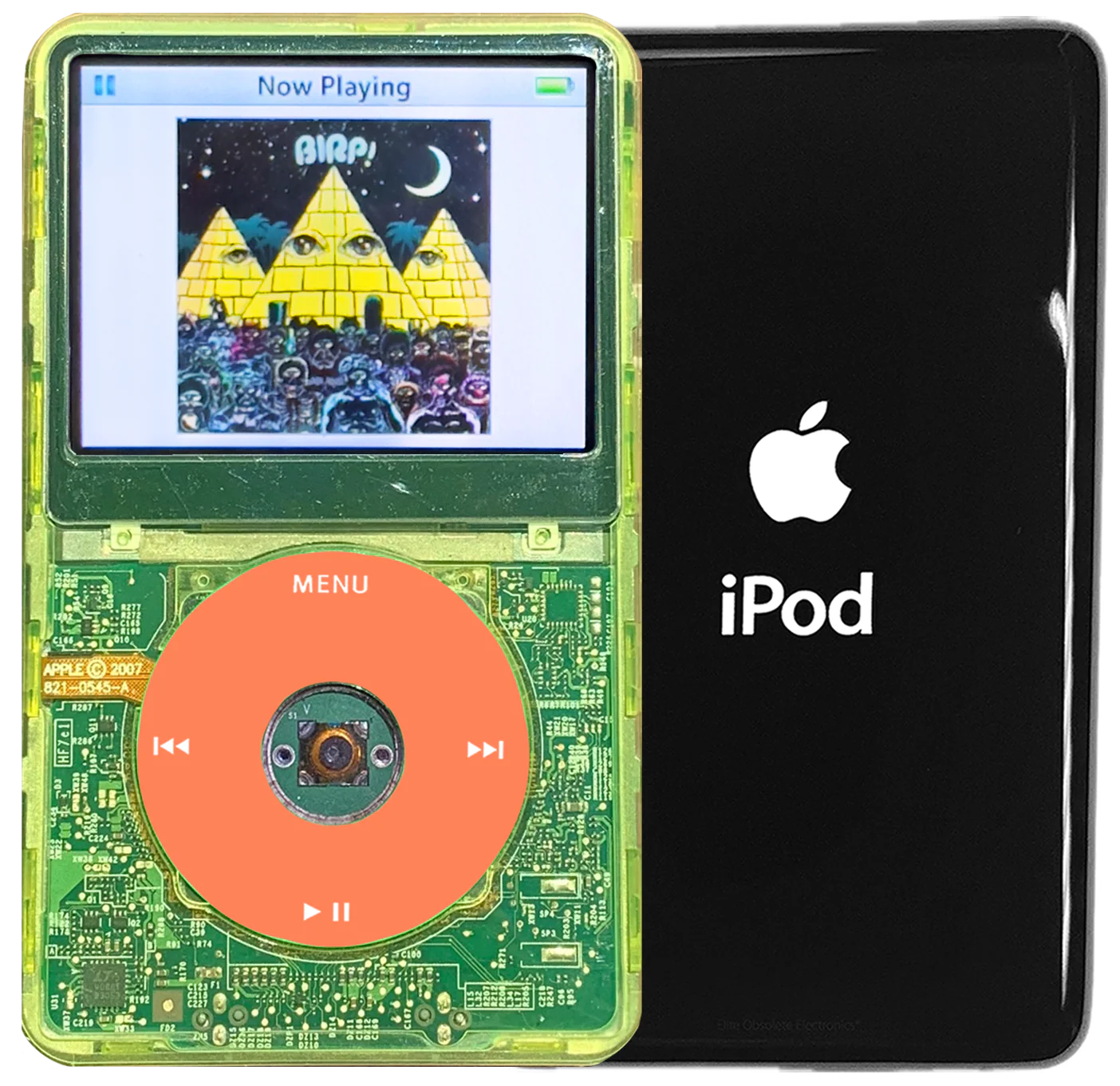 New Apple iPod Video Classic 5th & 5.5 Enhanced Green Crystal Plastic / Transparent / Orange (Black)