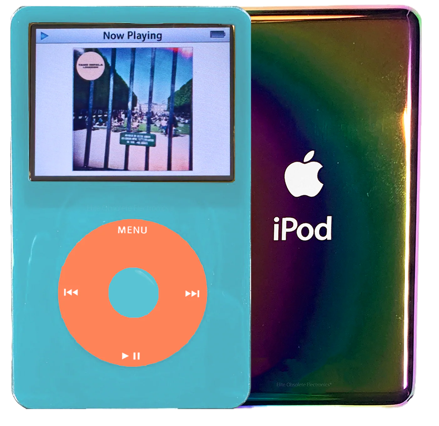 New Apple iPod Video Classic 5th & 5.5 Enhanced Light Blue / Orange / Light Blue (Rainbow)