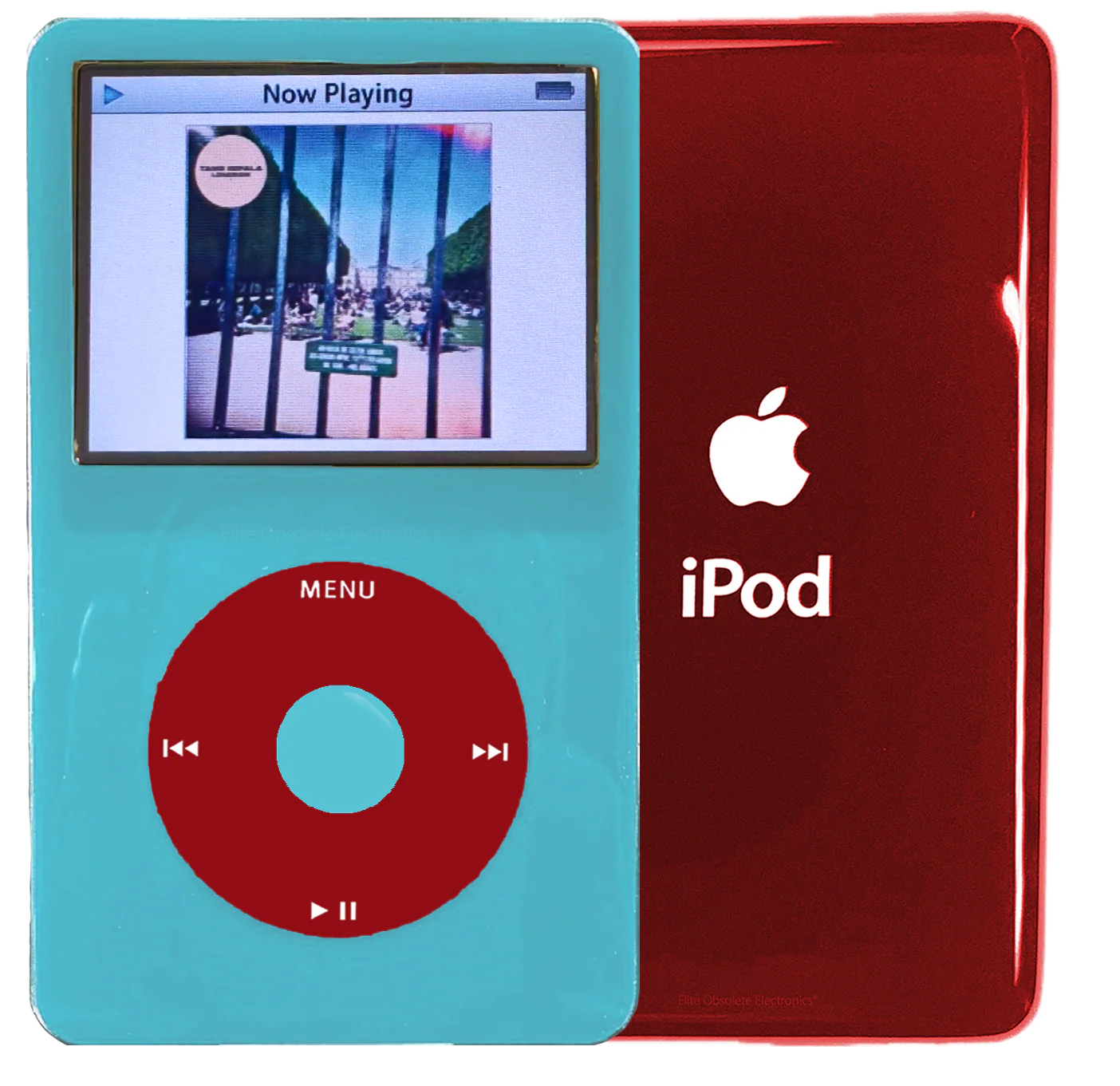 New Apple iPod Video Classic 5th & 5.5 Enhanced Light Blue / Red / Light Blue (Sangria Red)