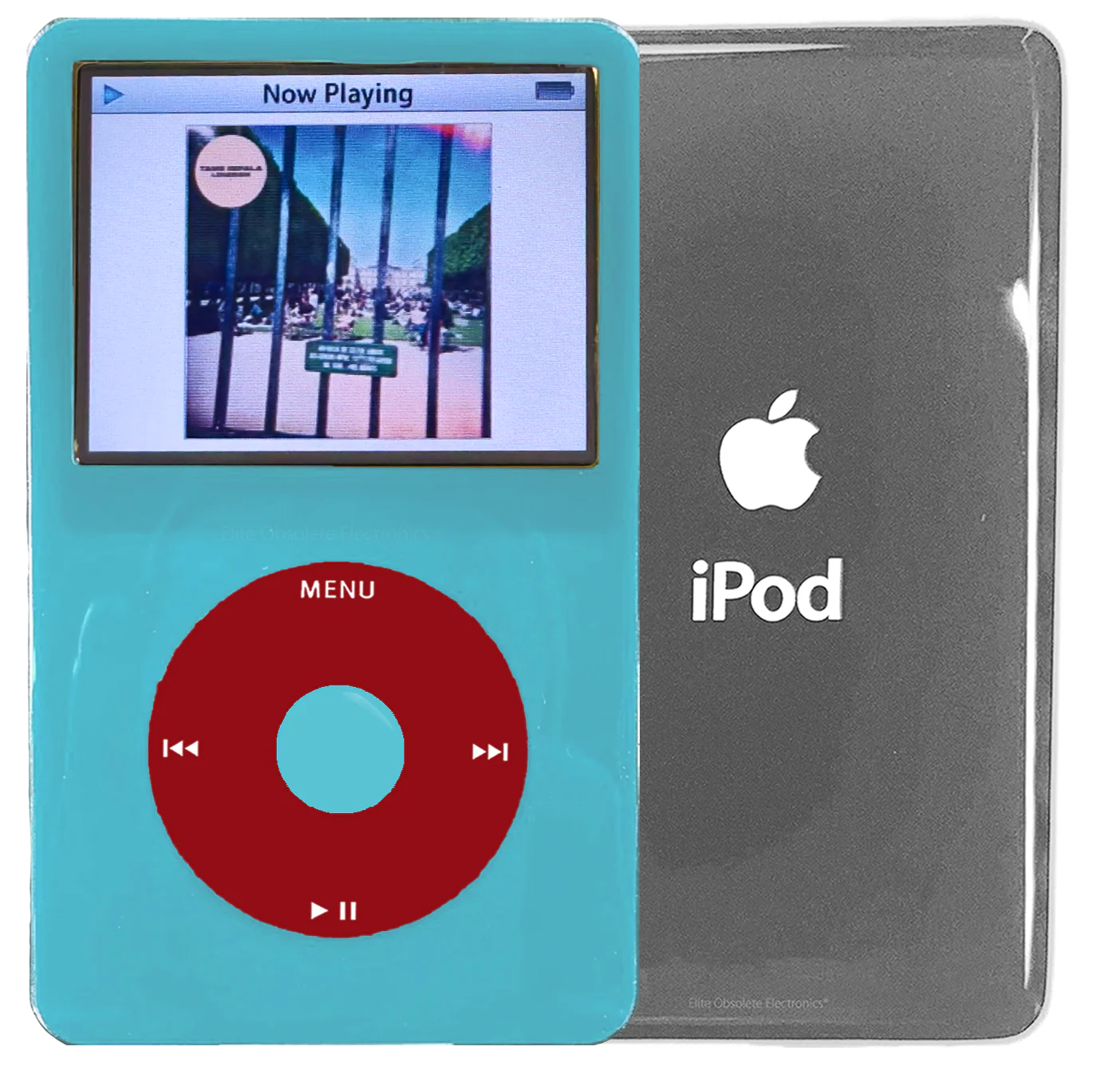 New Apple iPod Video Classic 5th & 5.5 Enhanced Light Blue / Red / Light Blue (Silver)