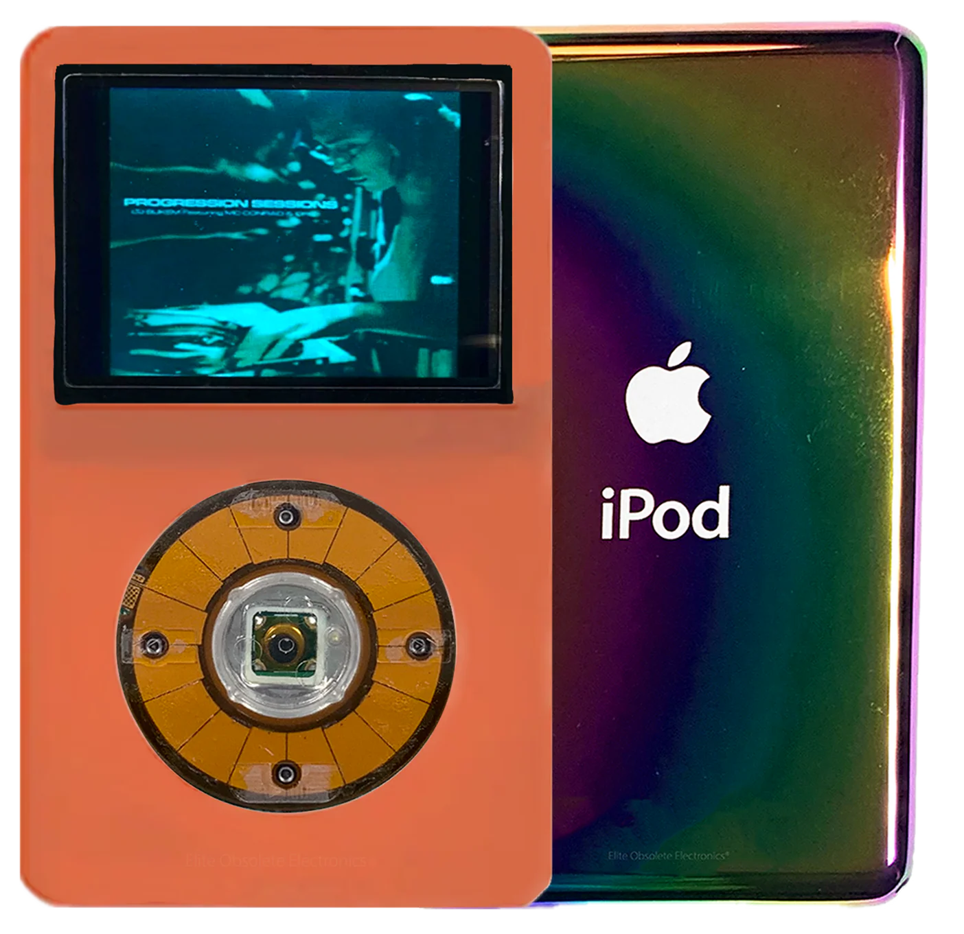 New Apple iPod Video Classic 5th 5.5 Enhanced Orange / Crystal Clear / Transparent (Rainbow)