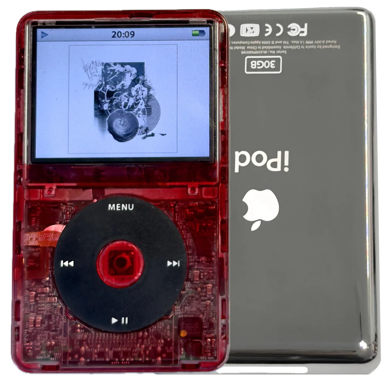 New Apple iPod Video Classic 5th & 5.5 Enhanced Red Atomic Ruby / Black / Atomic Ruby (Silver Upside Down)