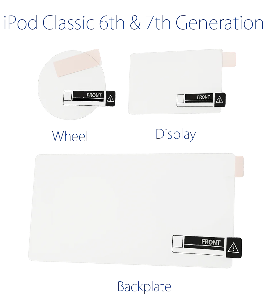 Clear Plastic Film Protectors for Screen Lens Backplate Faceplate Click Wheel for Apple iPod Video 5th 5.5 A1136 & iPod Classic 6th 7th A1238 - Image 3