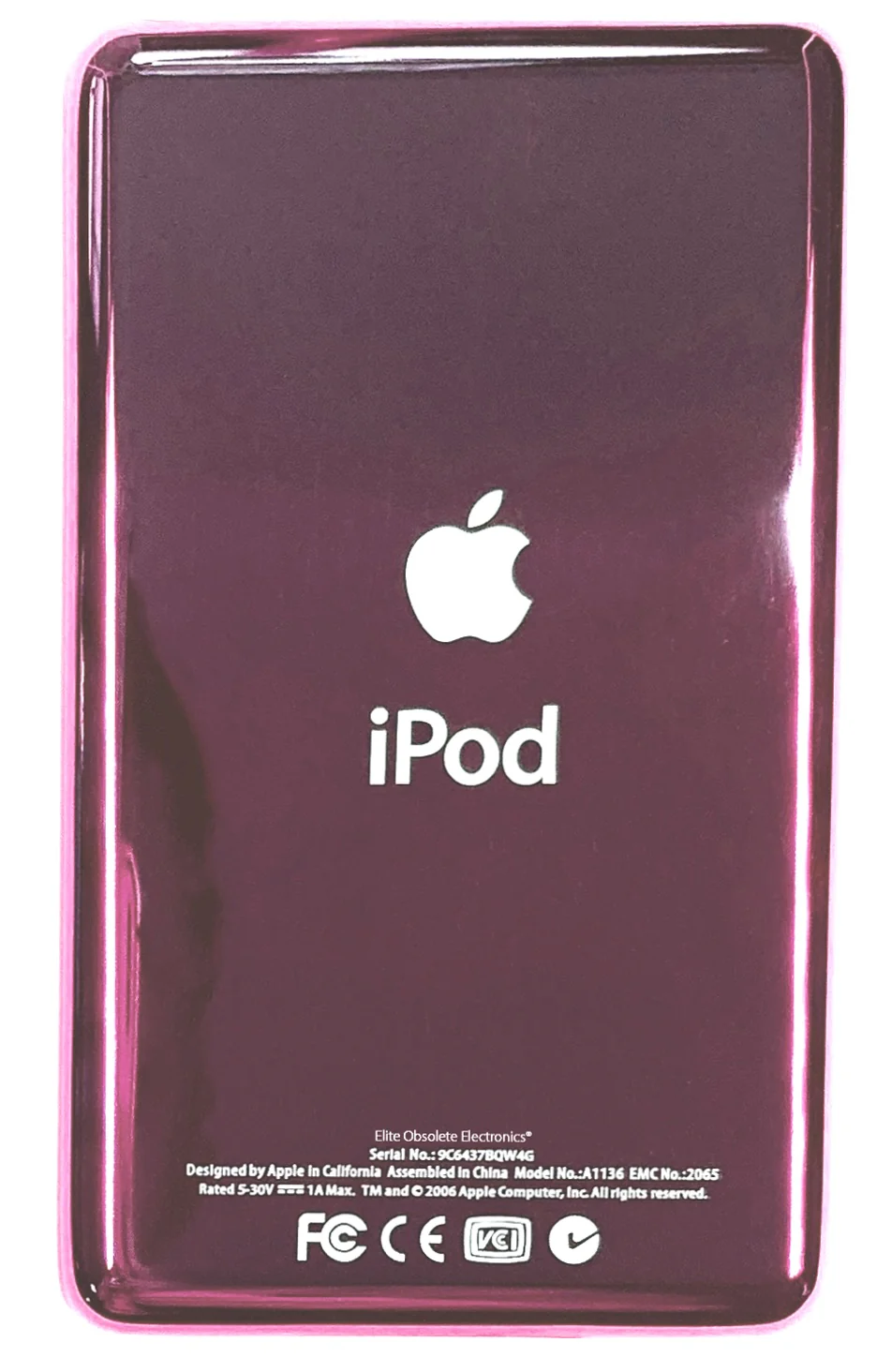 Thick Blush Pink Universal Backplate for Apple iPod Classic 6th 7th & iPod Video 5th 5.5 Enhanced